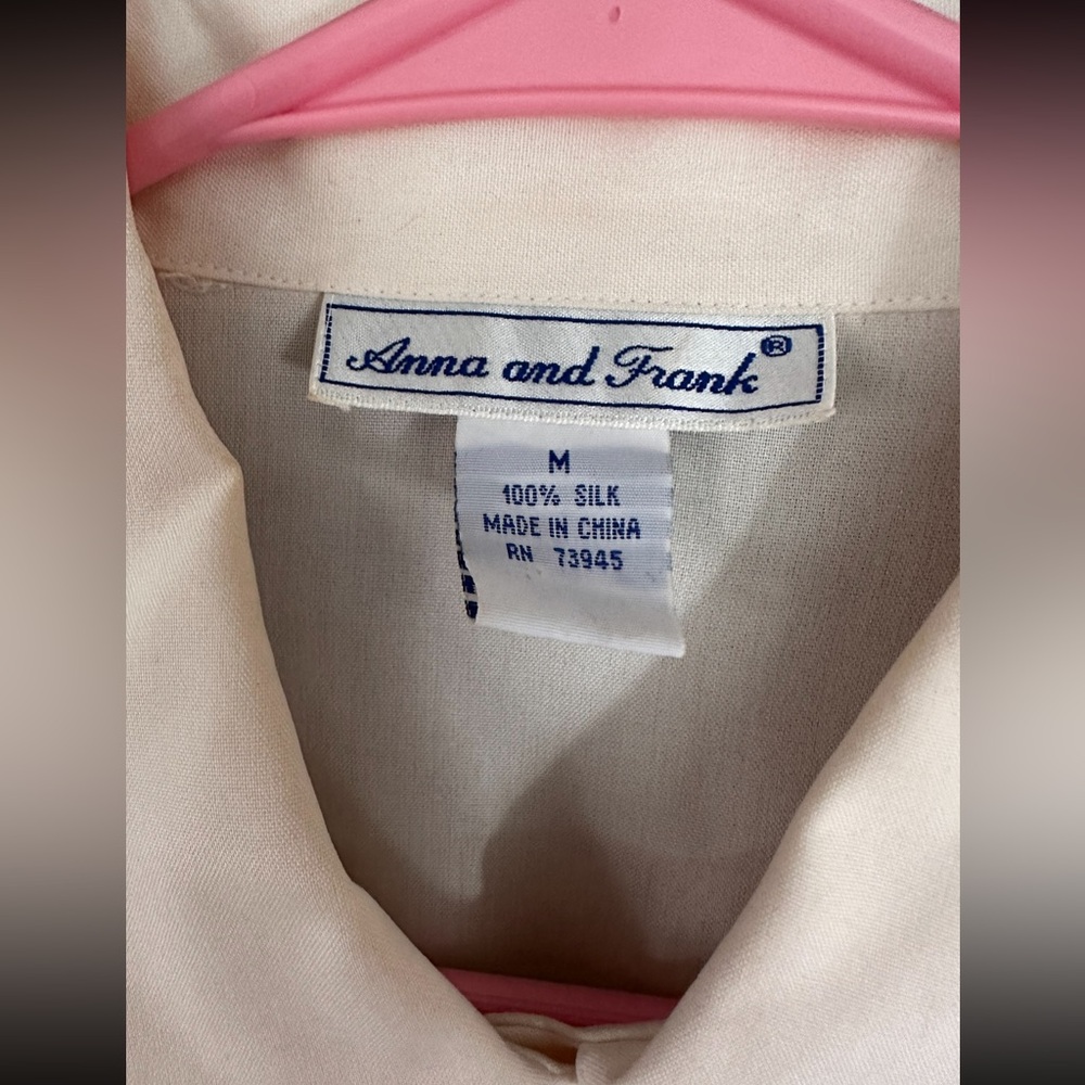 Vintage Anna And Frank 100% Silk Button Down Blouse - Picture 4 of 13